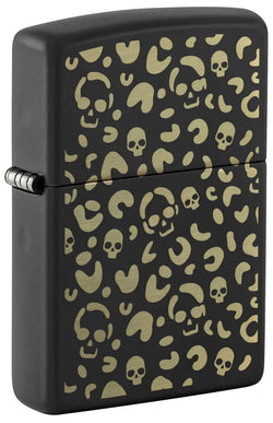Zippo Leopard Skulls Design Black Matte Laser Engrave 47001