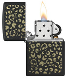 Zippo Leopard Skulls Design Black Matte Laser Engrave 47001