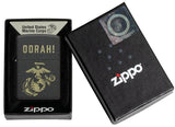 Zippo U.S. Marine Corps Oorah Design Black Crackle Laser Engrave 47087