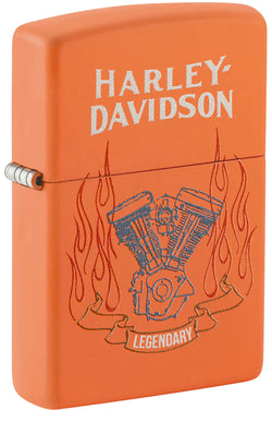 Zippo Harley Davidson Logo Motorcycles Legendary Orange Matte 47099