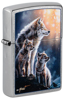 Zippo Mazzi® Wolf Pack Design Street Chrome Color Image 47106