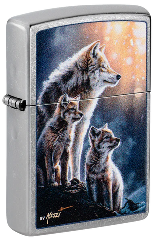 Zippo Mazzi® Wolf Pack Design Street Chrome Color Image 47106