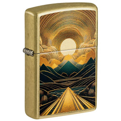 Zippo Through the Mountains Design Street Brass Color Image 47137