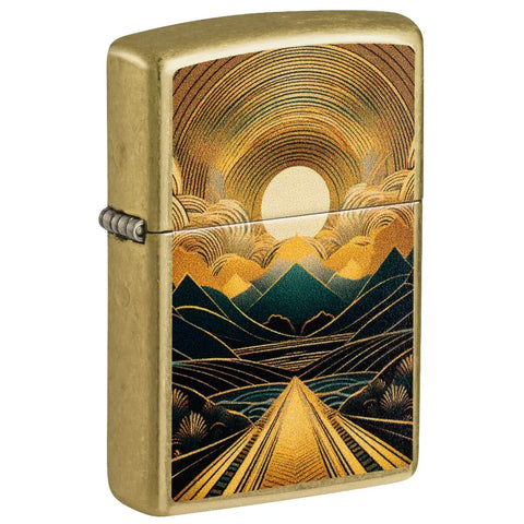 Zippo Through the Mountains Design Street Brass Color Image 47137