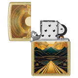 Zippo Through the Mountains Design Street Brass Color Image 47137