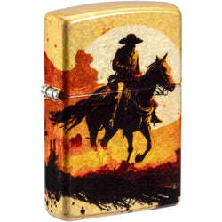 Zippo cowboy on horseback Racing Wrangler Design 540 Fusion Tumbled Brass 47143
