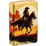 Zippo cowboy on horseback Racing Wrangler Design 540 Fusion Tumbled Brass 47143