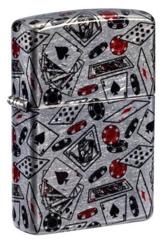 Zippo Let the Chips Fall Design 540 Fusion Design Tumbled Chrome 47157