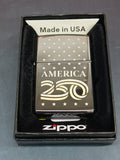 Zippo America 250th Anniversary 1776-2026 High Polish Black Laser Two Tone 47293