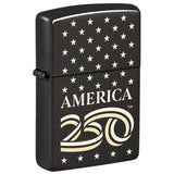 Zippo America 250th Anniversary 1776-2026 High Polish Black Laser Two Tone 47293