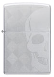 Zippo Skull Design Auto Engraved Satin Chrome 48208