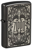 Zippo Logo Filigree Design High Polish Black 48253