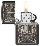 Zippo Logo Filigree Design High Polish Black 48253