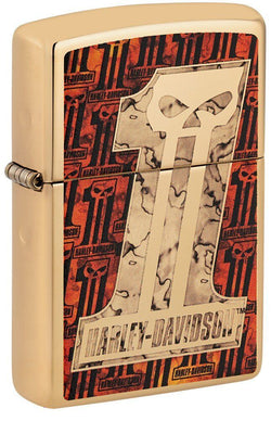 Zippo Harley-Davidson Number 1 Skull High Polish Brass 48361