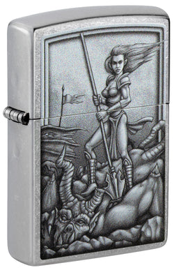 Zippo Medieval Woman Warrior Street Chrome 48371