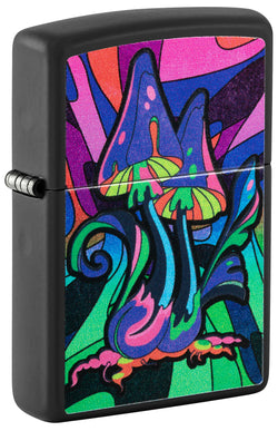 Zippo Black Light Trippy Mushgroom Black Matte 48386