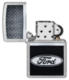 Zippo Ford Logo Diamond Plate Metal Design Street Chrome 48405