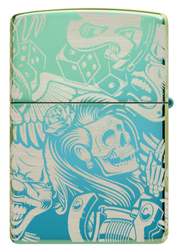 Zippo Laser 360° Tattoo Theme Design High Polish Teal 48410