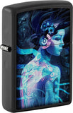 Zippo Black Light Cyber Woman Design Black Matte 48517