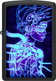 Zippo Black Light Cyber Woman Design Black Matte 48517