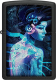 Zippo Black Light Cyber Woman Design Black Matte 48517