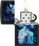 Zippo Black Light Cyber Woman Design Black Matte 48517