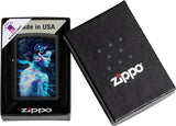 Zippo Black Light Cyber Woman Design Black Matte 48517