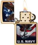 Zippo U.S. Navy Eagle Anchor & Flag Brushed Brass 48549