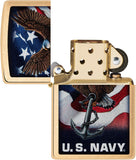 Zippo U.S. Navy Eagle Anchor & Flag Brushed Brass 48549