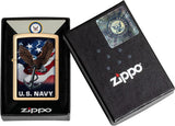 Zippo U.S. Navy Eagle Anchor & Flag Brushed Brass 48549