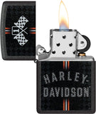 Zippo Harley-Davidson Checkered Flags Design Black Crackle 48558