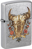 Zippo Rick Rietveld Floral Bull Skull Street Chrome 48559