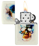 Zippo Skull Print Design Glow in The Dark Matte 48563