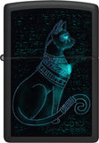 Zippo Black Light Spiritual Cat Design Black Matte 48582
