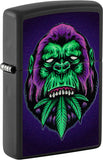 Zippo Black Light Leaf Gorilla Design Black Matte 48585