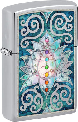 Zippo Fusion Lotus Flower Design High Polish Chrome 48592