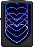 Zippo Black Light Hearts Design Black Matte 48593