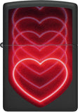 Zippo Black Light Hearts Design Black Matte 48593