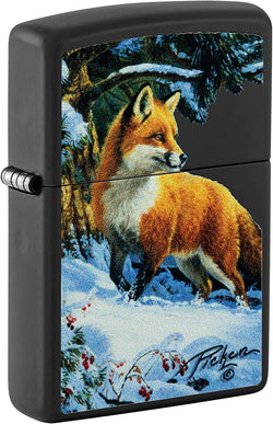 Zippo Linda Pickens Fox Design Black Matte 48596