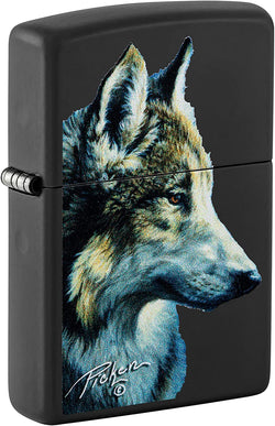 Zippo Linda Pickens Wolf Design Black Matte 48598