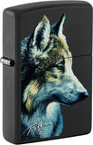 Zippo Linda Pickens Wolf Design Black Matte 48598