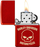 Zippo Harley-Davidson Laser Skull Metallic Red 48603