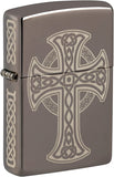 Zippo Laser Engraved Celtic Cross Design Black Ice 48614