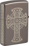 Zippo Laser Engraved Celtic Cross Design Black Ice 48614