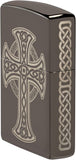 Zippo Laser Engraved Celtic Cross Design Black Ice 48614