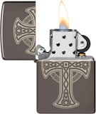 Zippo Laser Engraved Celtic Cross Design Black Ice 48614