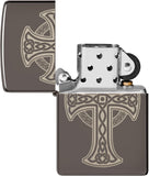 Zippo Laser Engraved Celtic Cross Design Black Ice 48614