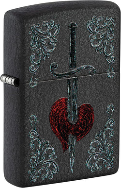 Zippo Heart Dagger Tattoo Design Black Crackle 48617