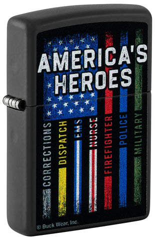Zippo Buck Wear™ America's Heroes Design Color Image Black Matte 48634