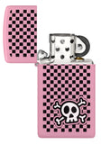 Zippo Checkered Skull Design Slim Pink Matte 48680